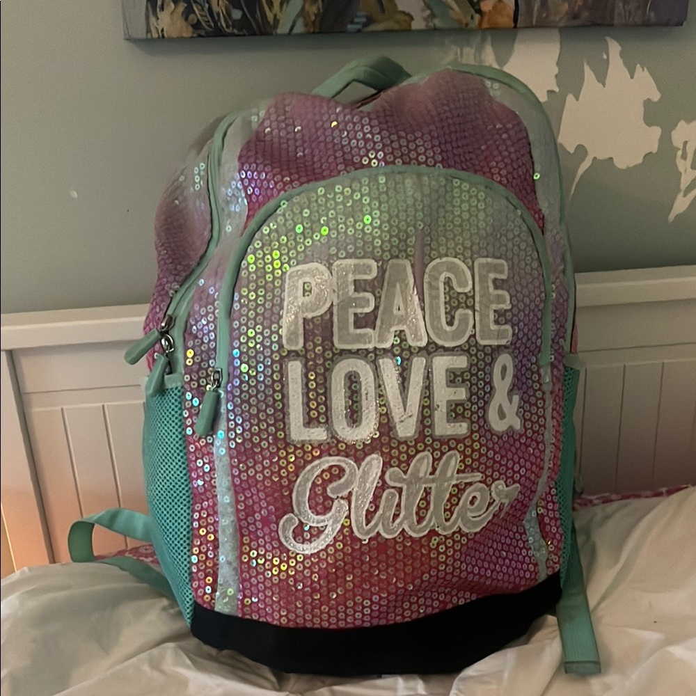 Sequin Kids Backpack - Pink and Green